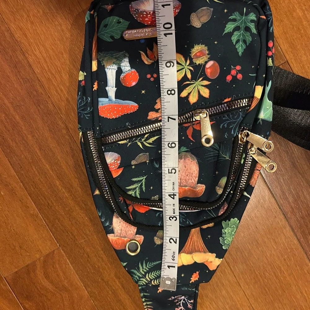 Floral and Mushroom Patterned Black Sling Bag - Picture 7 of 7